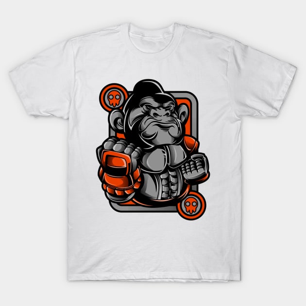 Kong Ape Gorilla Monkey Grey Orange T-Shirt by BradleyHeal